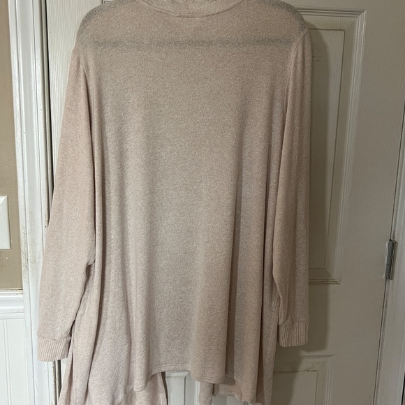 MARKET & SPRUCE Camila Brushed Knit Sleeve Detail Cardigan, 3X, Beige - Picture 6 of 6